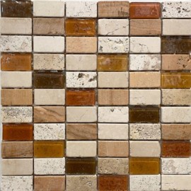 MOSAICO VIDRIO Y PIEDRA NATURAL/GLASS MOSAIC MPV03 30X30 CM 11 PZ/CAJA ARKO*****