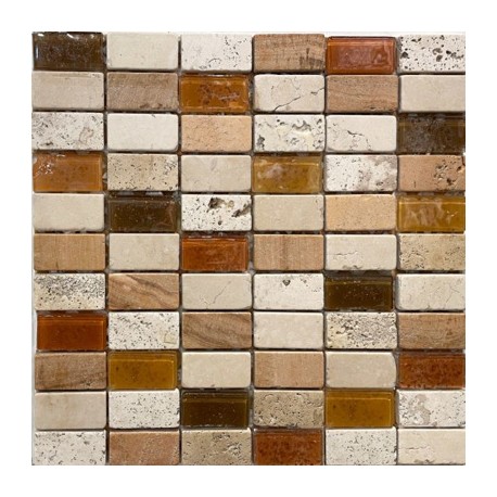 MOSAICO VIDRIO Y PIEDRA NATURAL/GLASS MOSAIC MPV03 30X30 CM 11 PZ/CAJA ARKO*****