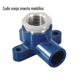 CODO 1/2 OREJA CON INSERTO METALICO CEM X RH CPVC  AZUL