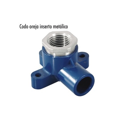 CODO 1/2 OREJA CON INSERTO METALICO CEM X RH CPVC  AZUL