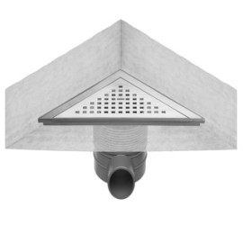 COLADERA TRIANGULAR PARA ESQUINA CON CUBIERTA DE ACERO INOXIDABLE CEINOX URREA*