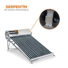 CALENTADOR SOLAR ALTA PRESION SERPENTIN 150 LTS 15 TUBOS CST150LPS INOXIDABLE EVANS