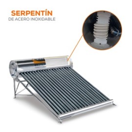 CALENTADOR SOLAR ALTA PRESION SERPENTIN 200 LTS 20 TUBOS CST200LP INOXIDABLE EVANS