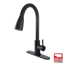 MONOMANDO ECOLOGICO CON NARIZ RETRACTIL FREGADERO NEGRO MATE 4096.2 DICA