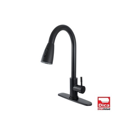 MONOMANDO ECOLOGICO CON NARIZ RETRACTIL FREGADERO NEGRO MATE 4096.2 DICA